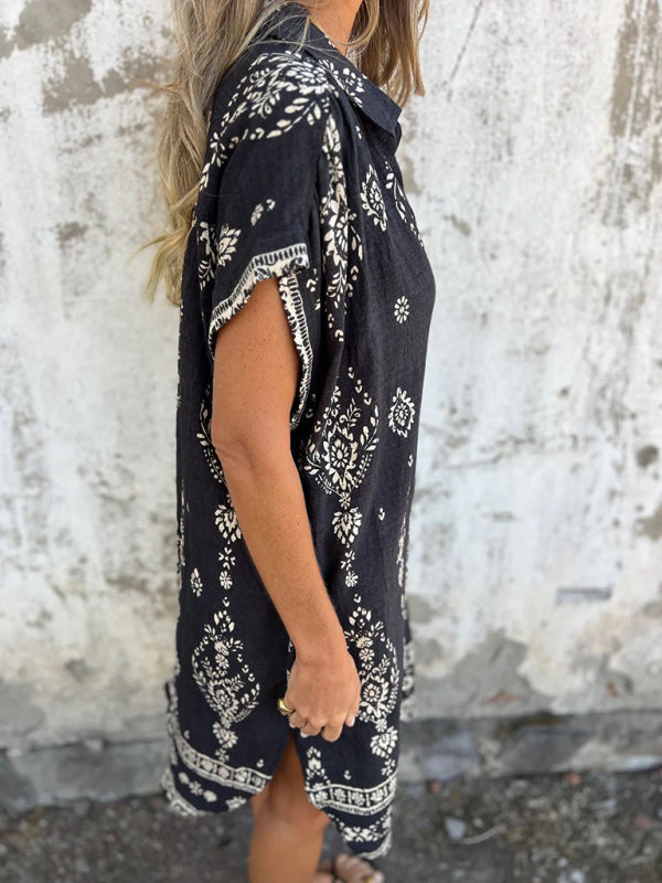 Chemise Décontractée à Manches Courtes en Lin et Coton avec Poche Imprimée 6