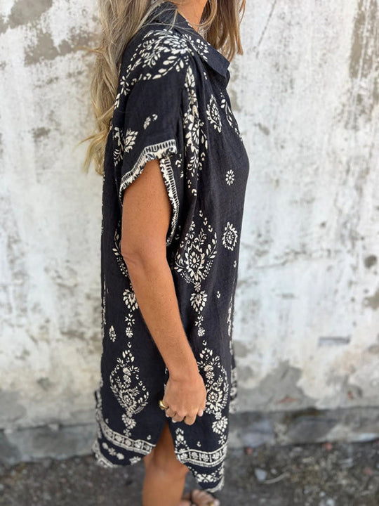 Chemise Décontractée à Manches Courtes en Lin et Coton avec Poche Imprimée 6