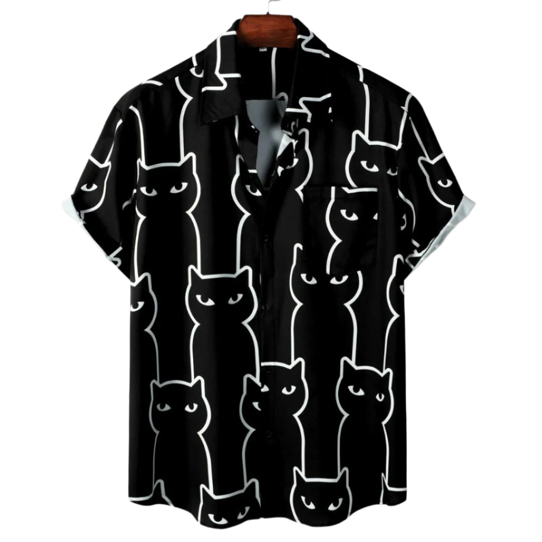 Chemise Décontractée pour Femme avec Imprimé Chat Noir 0