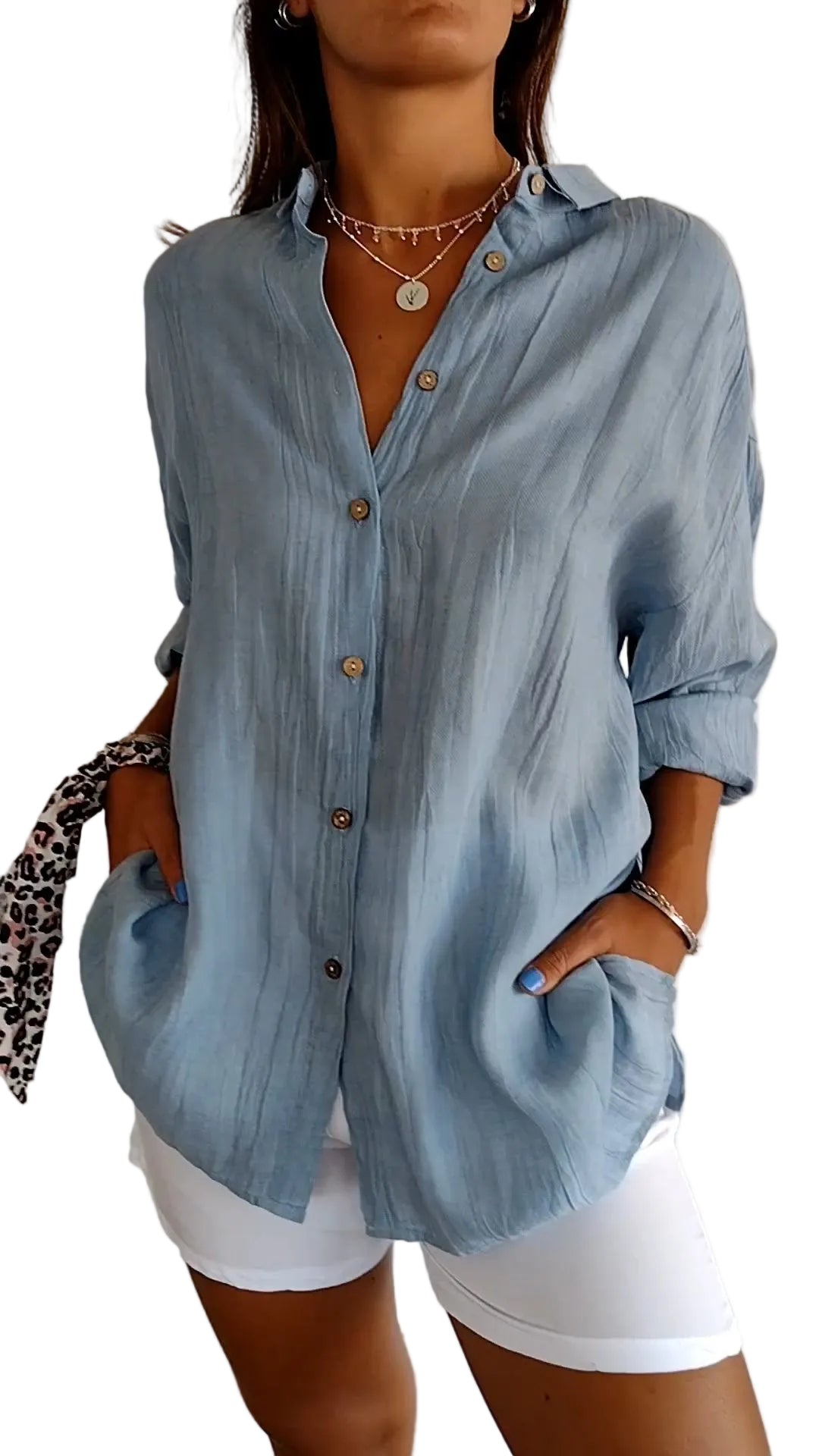 Chemise Femme Chic Manches Longues Plissée 0