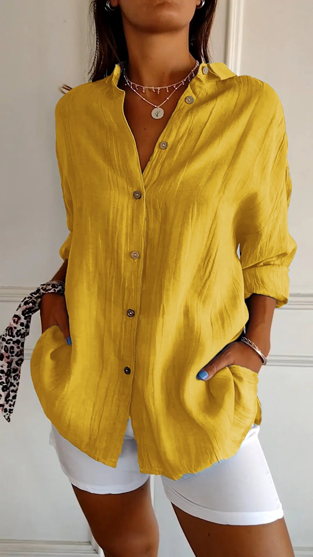 Chemise Femme Chic Manches Longues Plissée 4