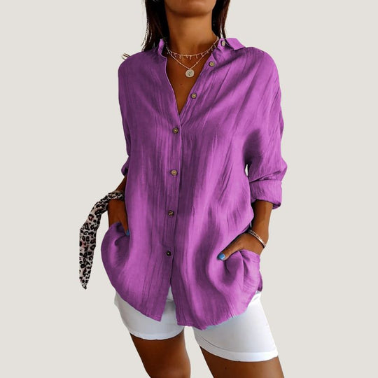 Chemise Femme à Manches Courtes Plissée en Tissu Léger 10