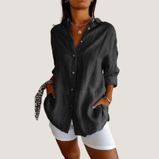 Chemise Femme à Manches Courtes Plissée en Tissu Léger 12