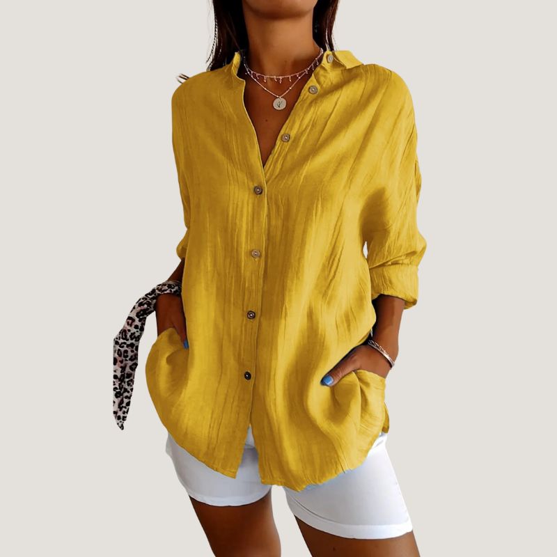 Chemise Femme à Manches Courtes Plissée en Tissu Léger 4
