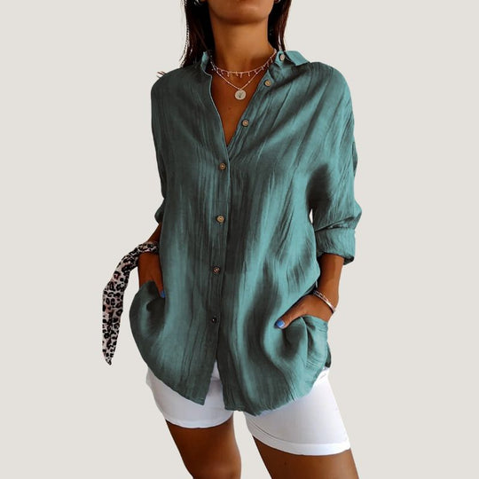 Chemise Femme à Manches Courtes Plissée en Tissu Léger 6