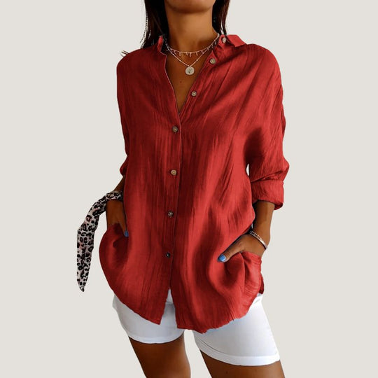 Chemise Femme à Manches Courtes Plissée en Tissu Léger 7