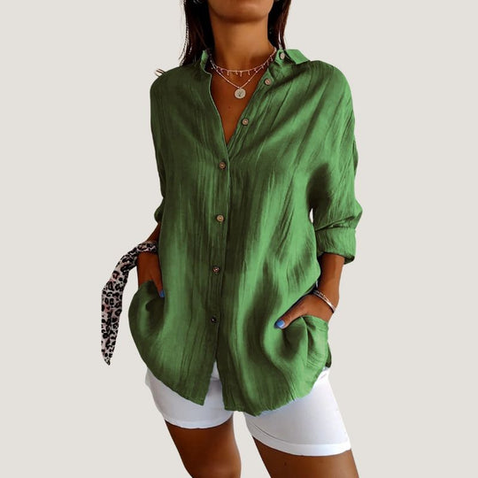 Chemise Femme à Manches Courtes Plissée en Tissu Léger 8