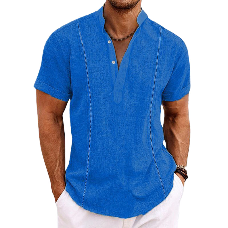 Chemise Henley pour Hommes à Manches Courtes en Tissu Respirant 0