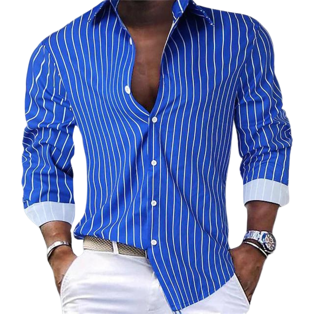 Chemise Homme Classique à Rayures Coupe Ajustée 0