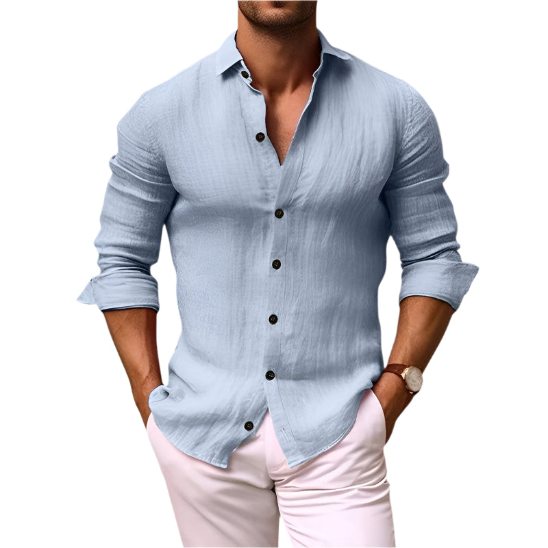 Chemise Homme Décontractée en Coton Col à Revers 0