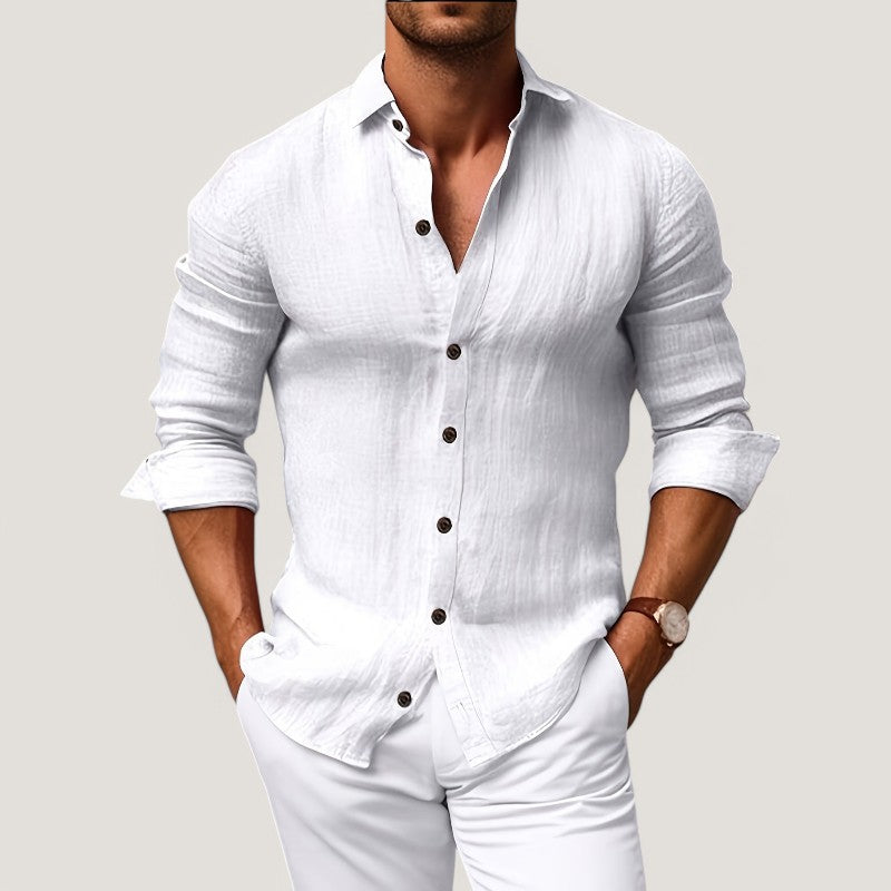 Chemise Homme Décontractée en Coton Col à Revers 1
