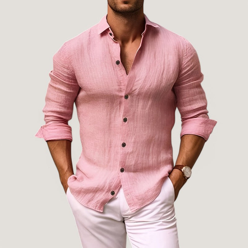 Chemise Homme Décontractée en Coton Col à Revers 4