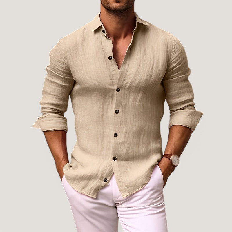 Chemise Homme Décontractée en Coton Col à Revers 5