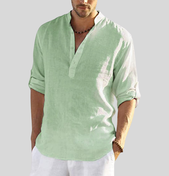 Chemise Homme Henley Décontractée à Manches Longues 3