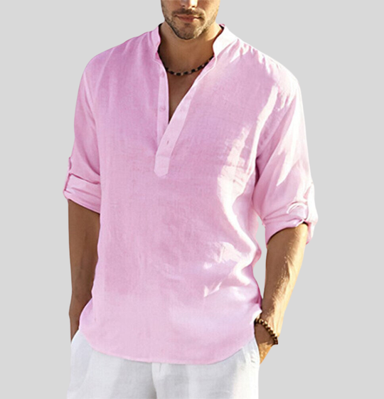 Chemise Homme Henley Décontractée à Manches Longues 4