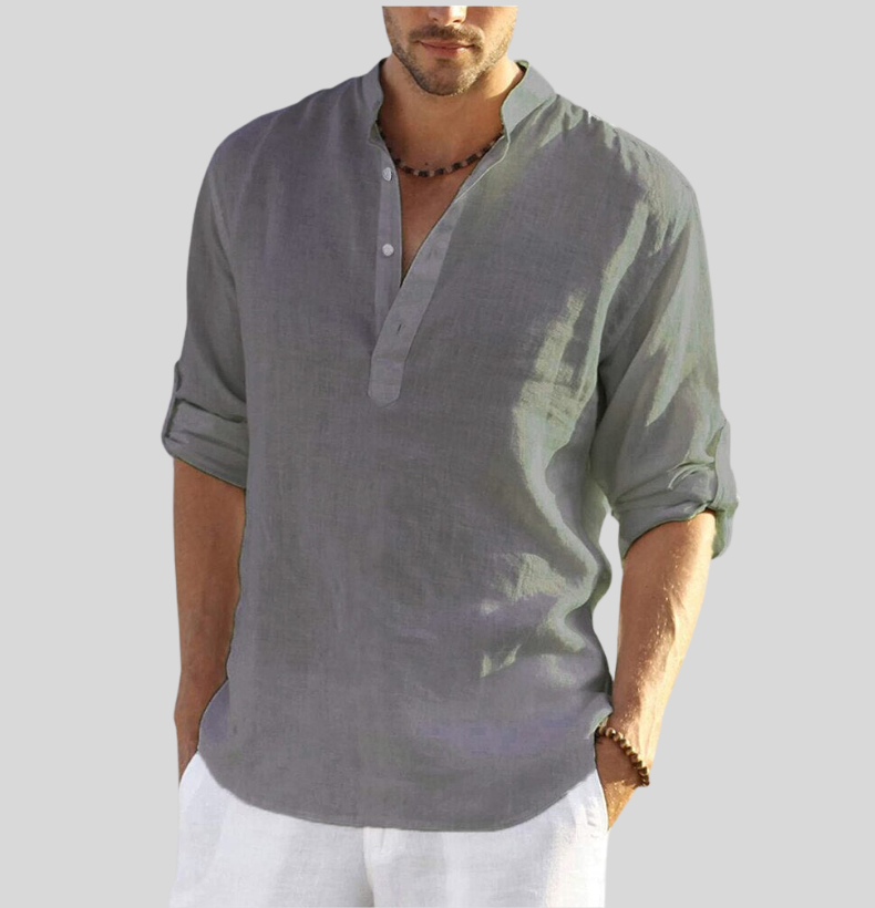 Chemise Homme Henley Décontractée à Manches Longues 5