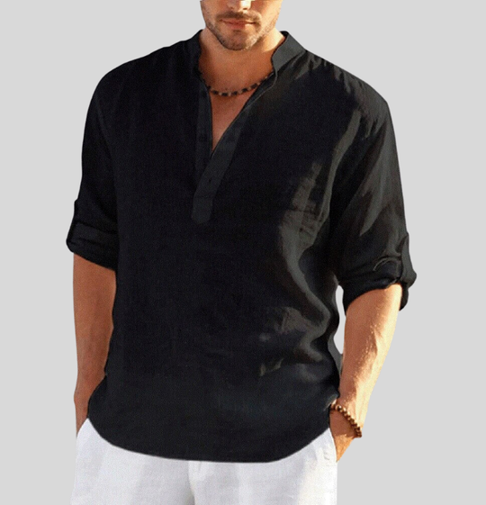 Chemise Homme Henley Décontractée à Manches Longues 6