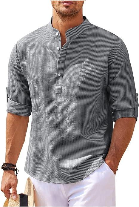 Chemise Homme Henley Manches Longues Tissu Léger 0