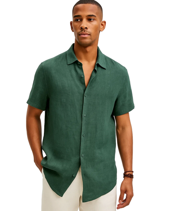 Chemise Homme Manche Courte Décontractée avec Poche 0