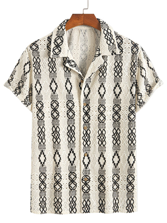 Chemise Homme Manche Courte Motif Élégant Casual 0