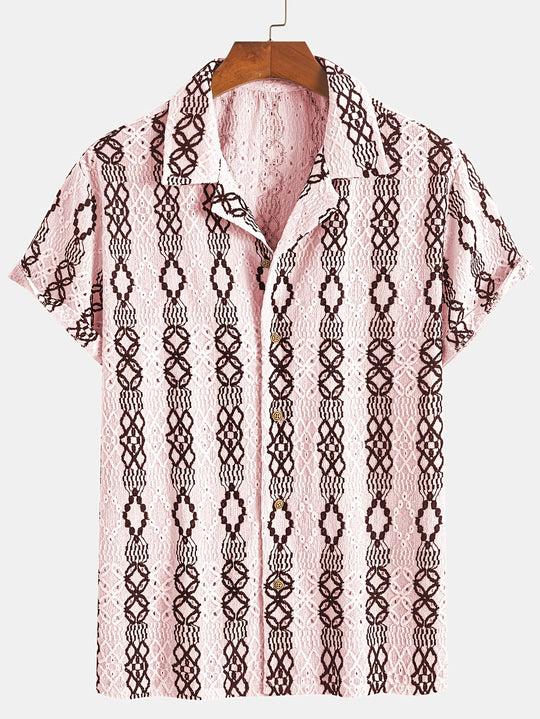Chemise Homme Manche Courte Motif Élégant Casual 3