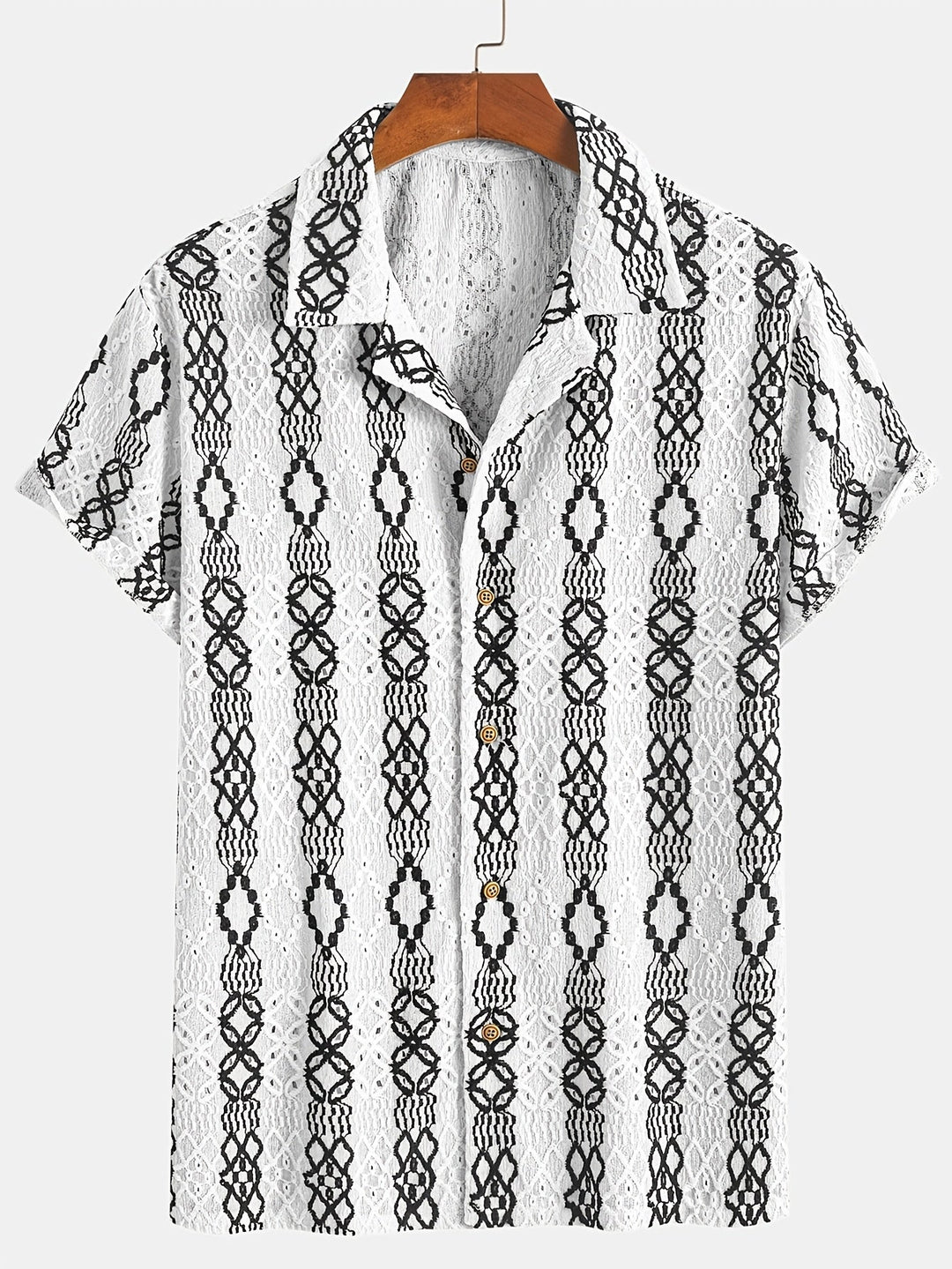 Chemise Homme Manche Courte Motif Élégant Casual 4