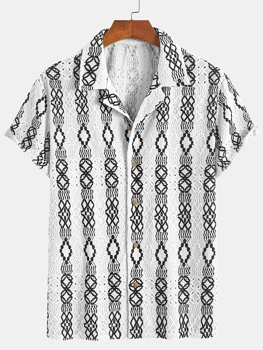 Chemise Homme Manche Courte Motif Élégant Casual 4