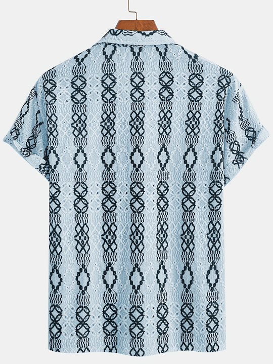 Chemise Homme Manche Courte Motif Élégant Casual 5