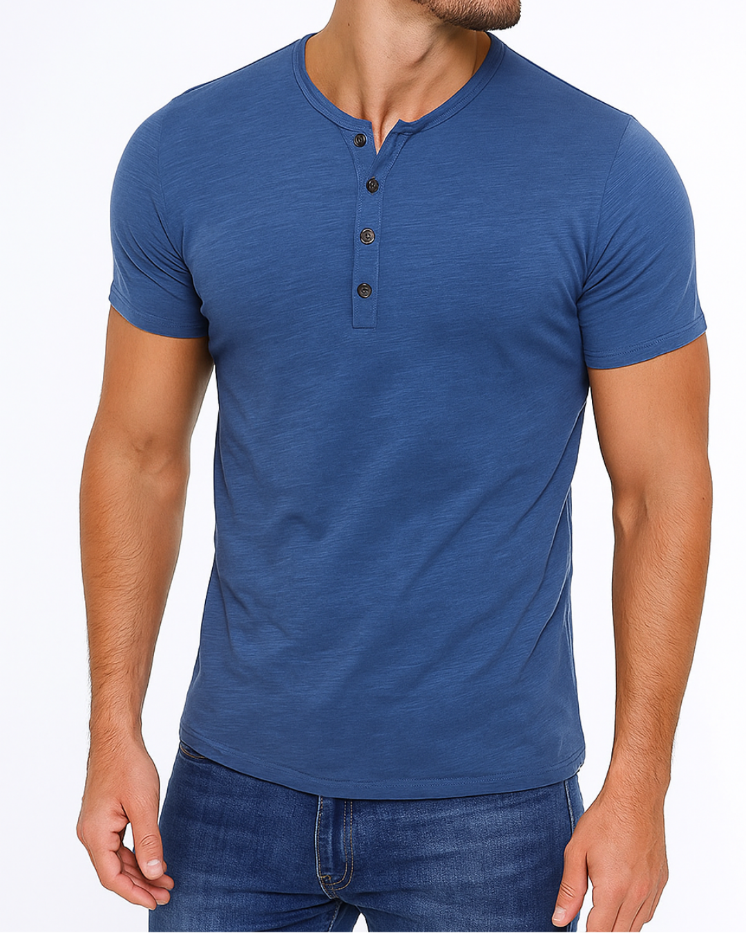 Chemise Homme Manche Courte Style Henley Décontractée 4
