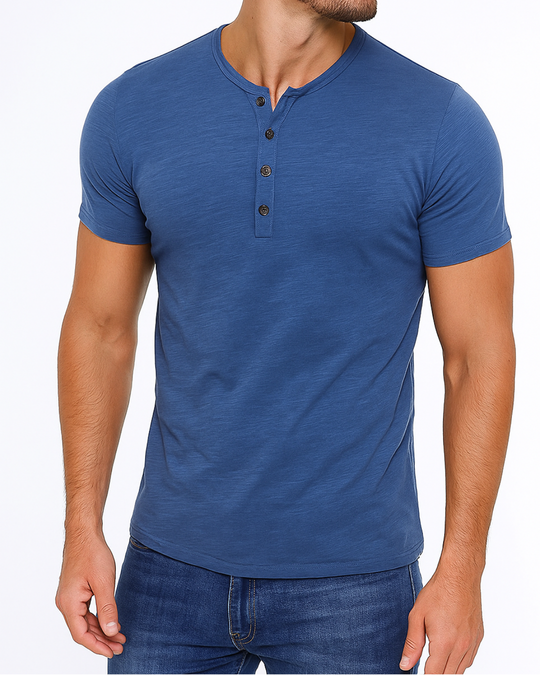 Chemise Homme Manche Courte Style Henley Décontractée 4