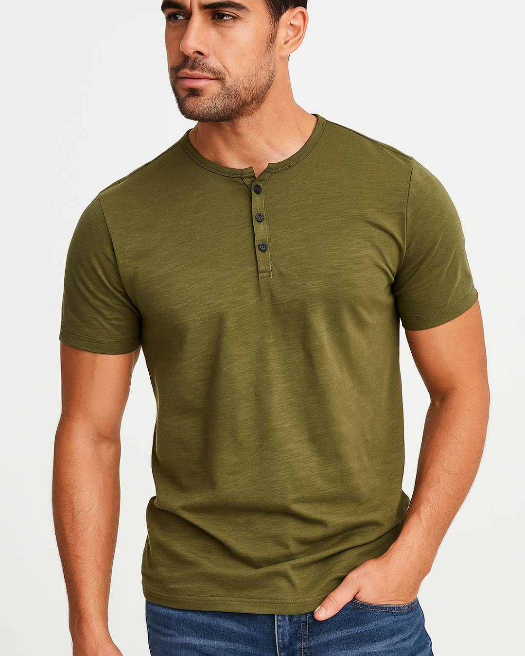 Chemise Homme Manche Courte Style Henley Décontractée 5
