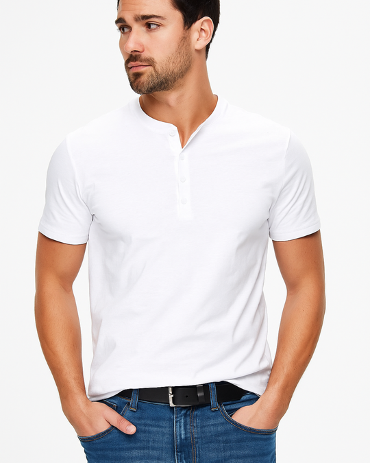 Chemise Homme Manche Courte Style Henley Décontractée 6