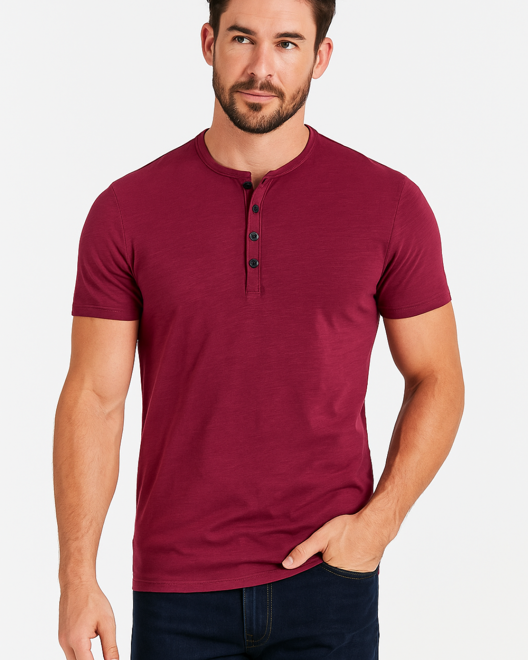 Chemise Homme Manche Courte Style Henley Décontractée 8