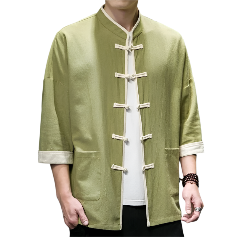 Chemise Homme Overshirt Style Japonais Coton Lin 0