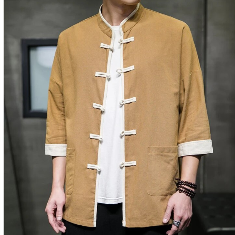 Chemise Homme Overshirt Style Japonais Coton Lin 2