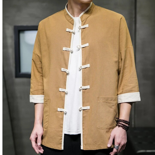 Chemise Homme Overshirt Style Japonais Coton Lin 2