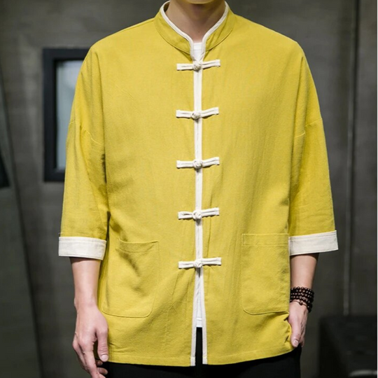 Chemise Homme Overshirt Style Japonais Coton Lin 4