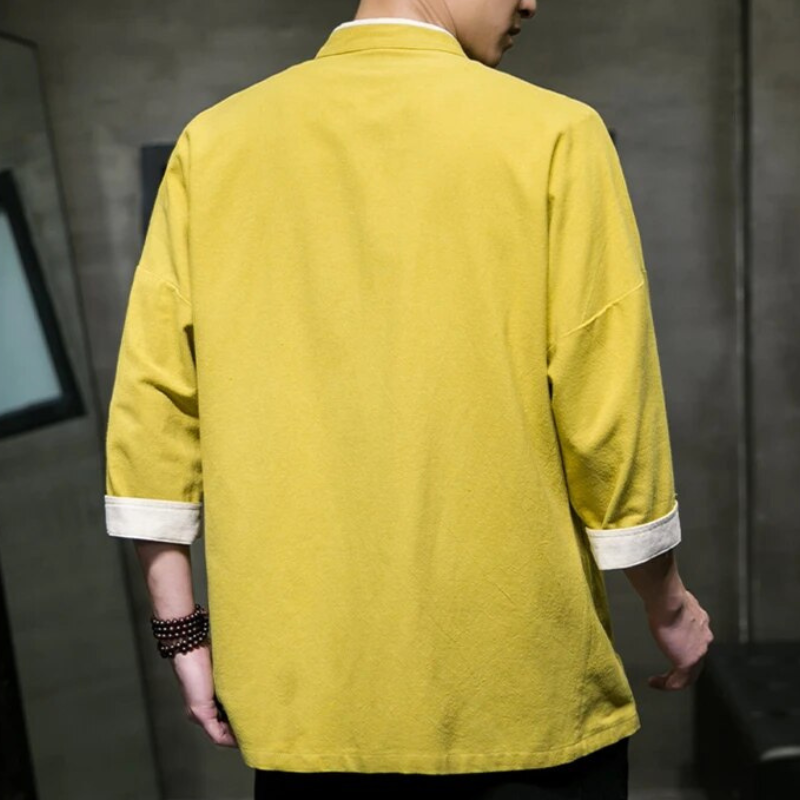 Chemise Homme Overshirt Style Japonais Coton Lin 5