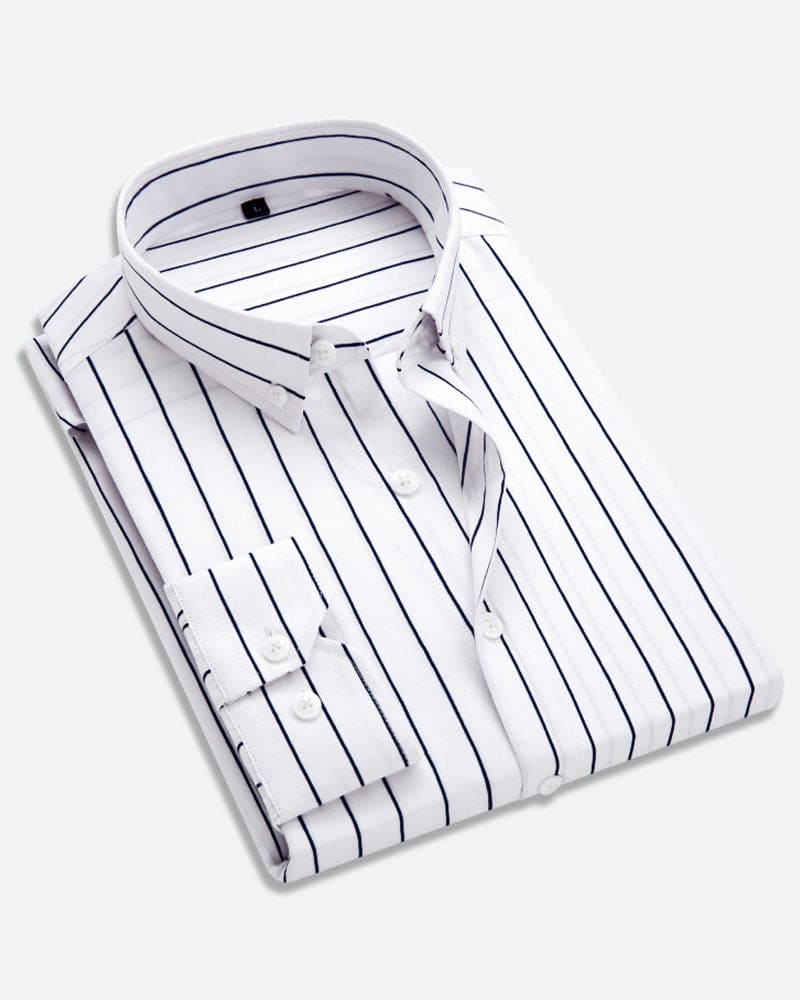Chemise Homme Rayée Décontractée avec Poche Poitrine 0