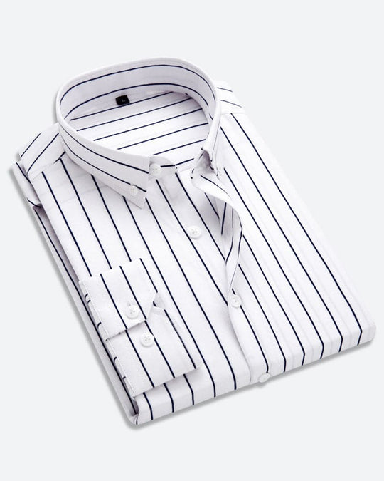Chemise Homme Rayée Décontractée avec Poche Poitrine 0