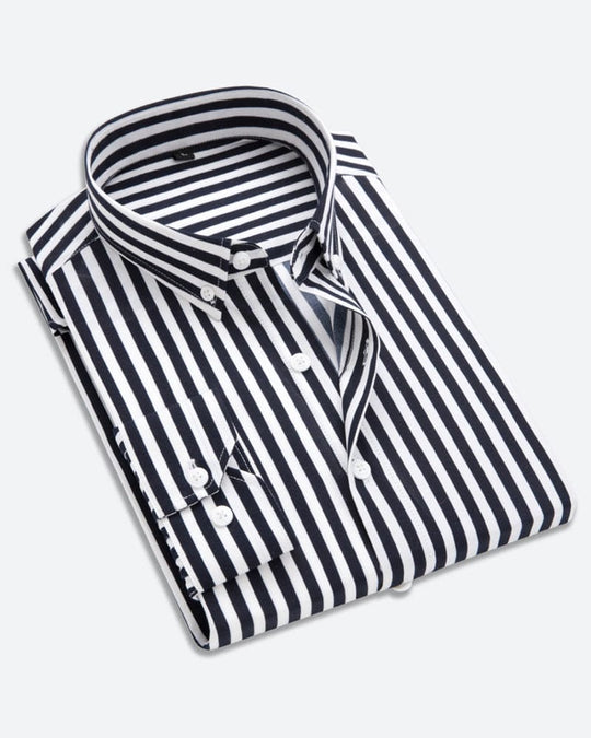 Chemise Homme Rayée Décontractée avec Poche Poitrine 1