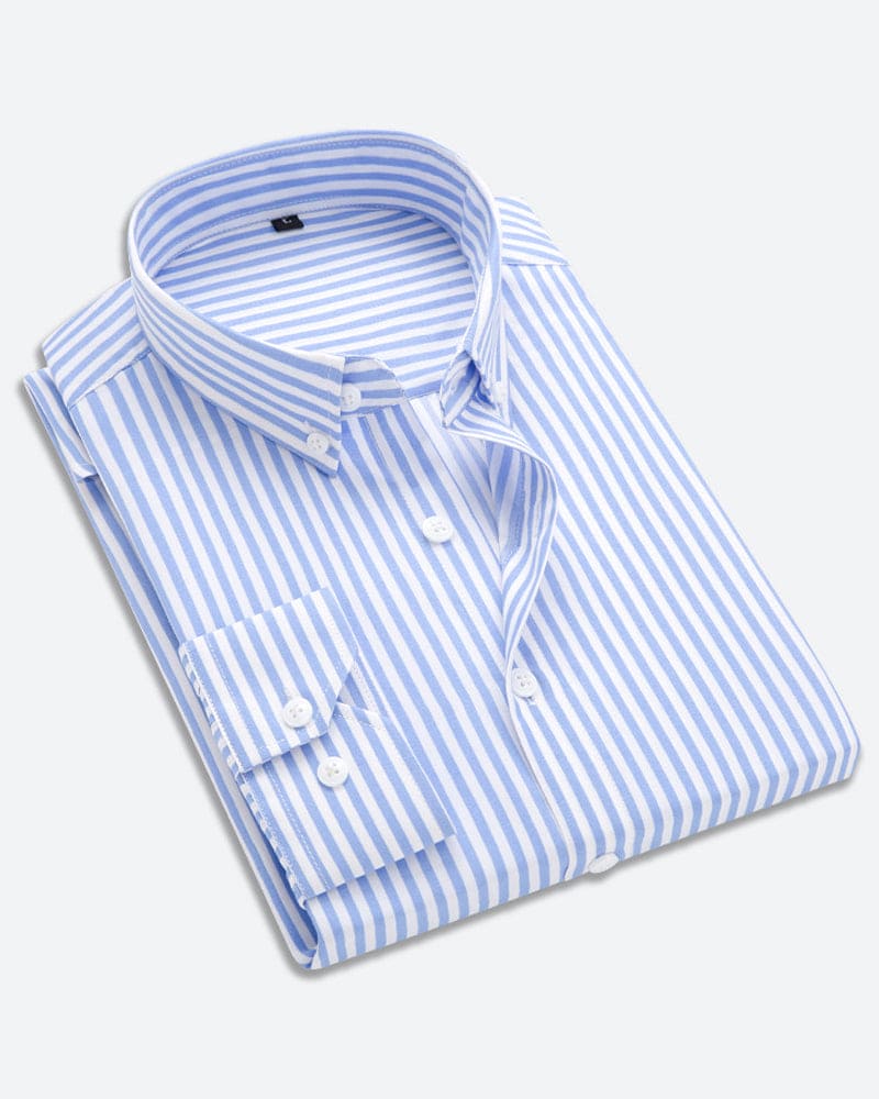 Chemise Homme Rayée Décontractée avec Poche Poitrine 2