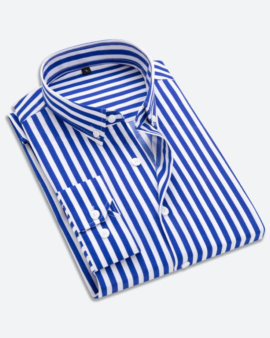 Chemise Homme Rayée Décontractée avec Poche Poitrine 3