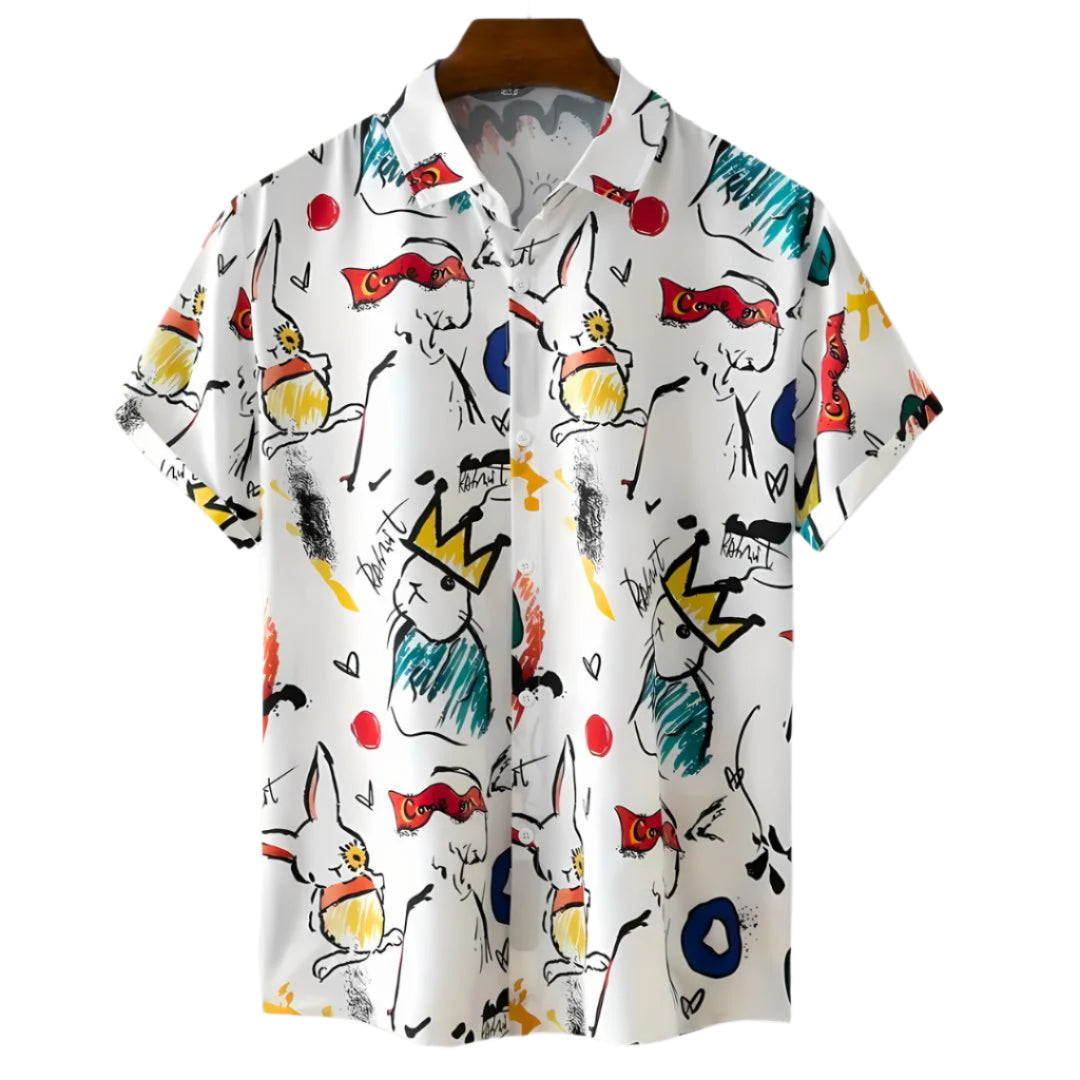 Chemise Homme Relaxed Imprimé Festif en Tissu Léger 0