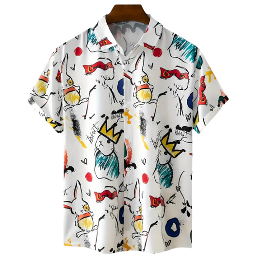 Chemise Homme Relaxed Imprimé Festif en Tissu Léger 0
