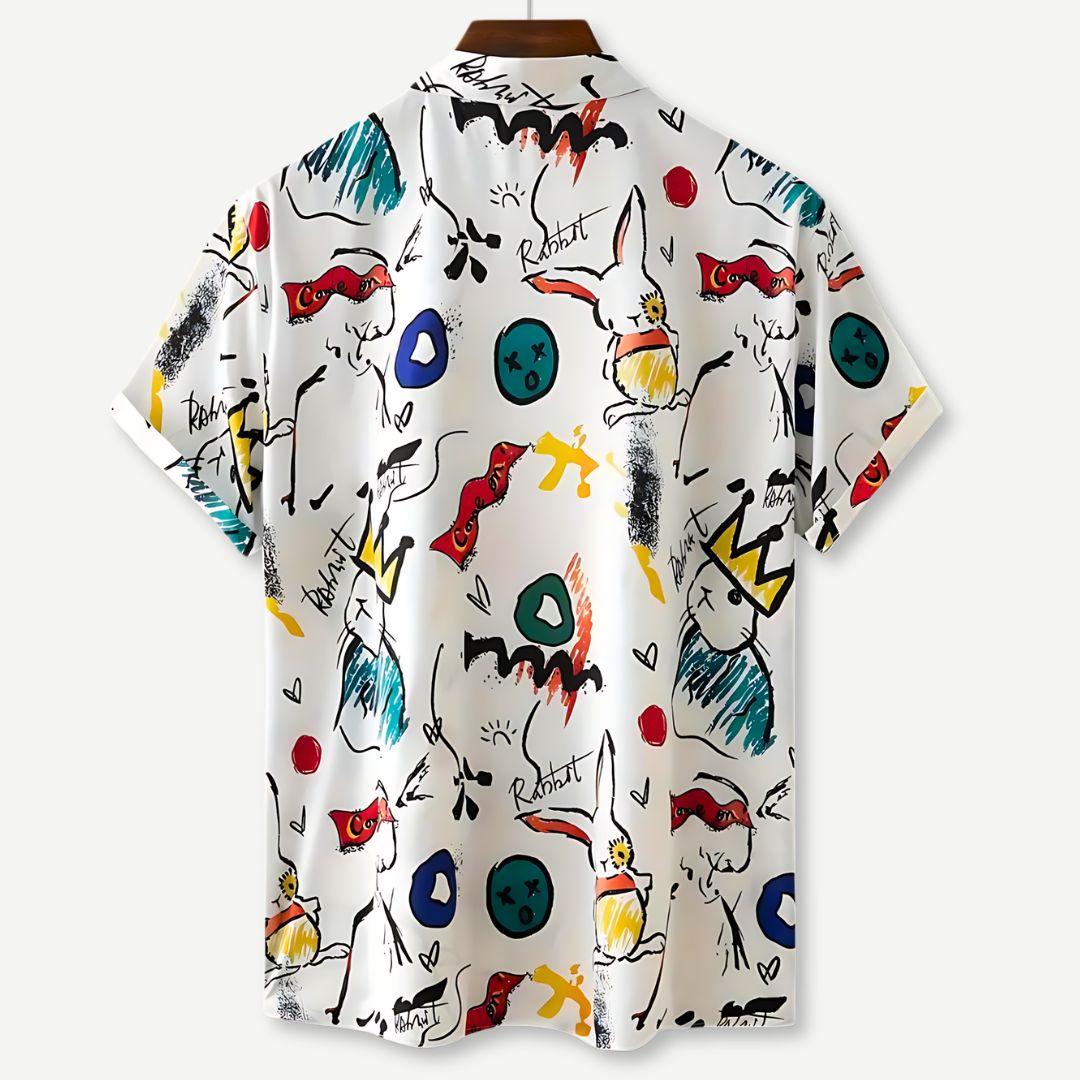 Chemise Homme Relaxed Imprimé Festif en Tissu Léger 1