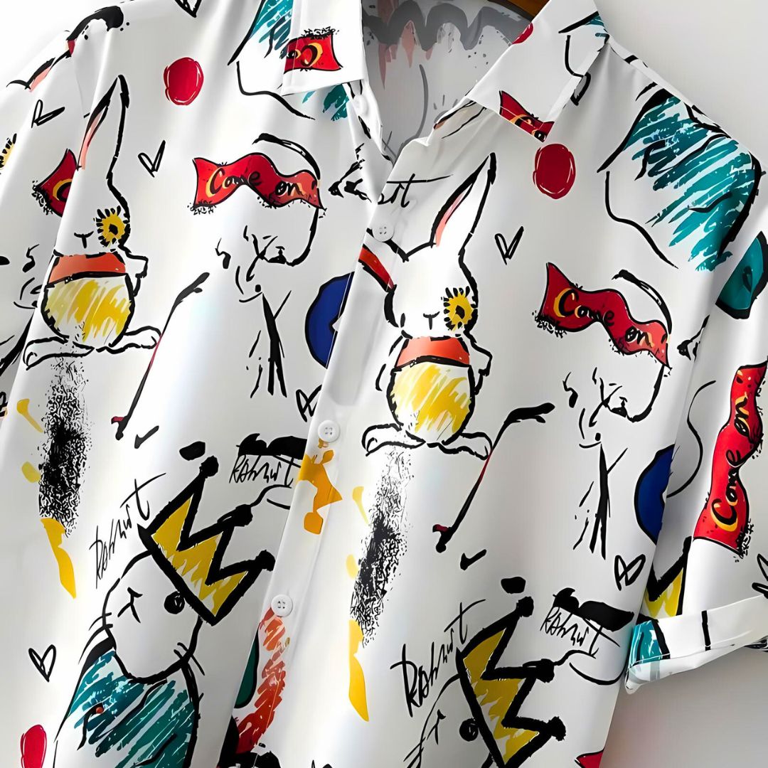 Chemise Homme Relaxed Imprimé Festif en Tissu Léger 2