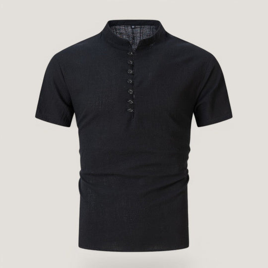 Chemise Homme Vintage Manche Courte en Lin et Coton pour Été 7