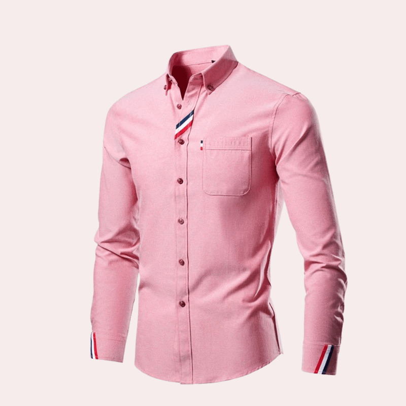 Chemise Homme à Manches Longues Col Retourné en Mélange de Coton 3
