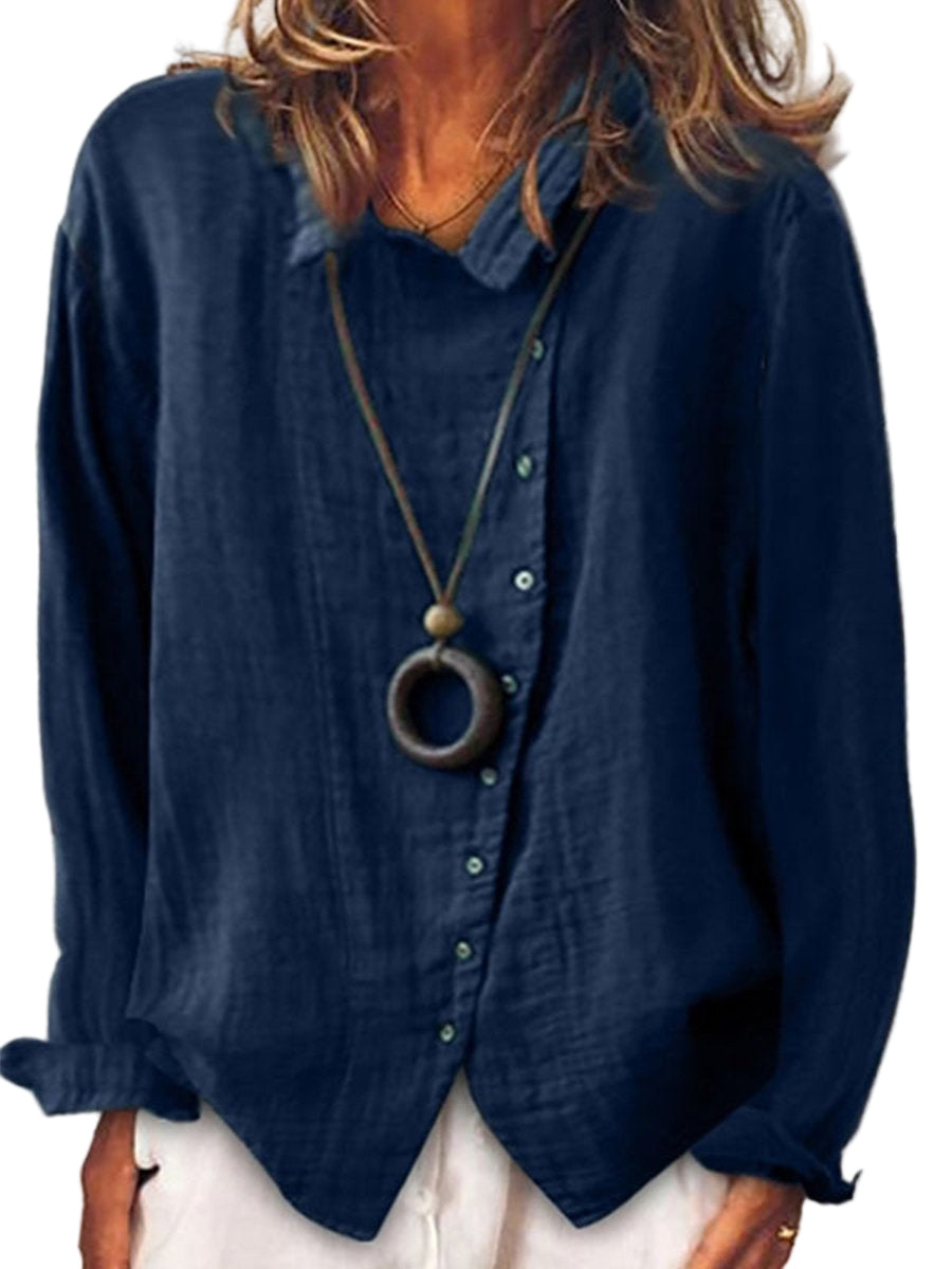 Chemise Longue Décontractée en Coton et Lin pour Femmes 0